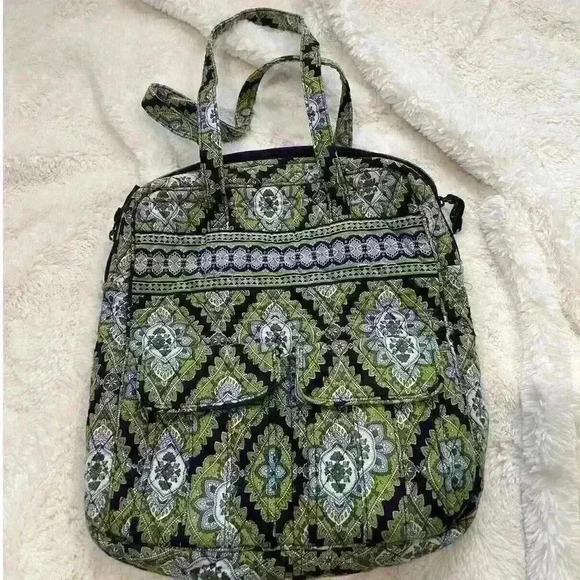 Vera Handbags - Vera Bradley Womens Cambridge Pattern Quilted Purse Green/‎ Navy